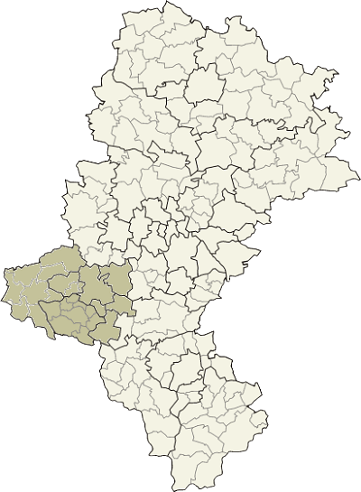 Powiat raciborski, wodzisławski, rybnicki, jastrzębski i żorski oraz na pograniczu polsko-czeskim.
